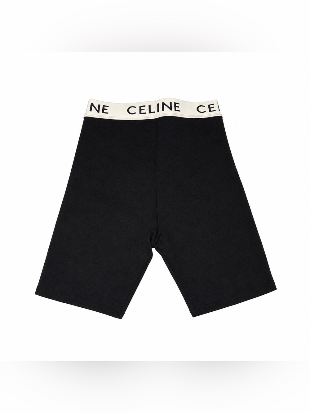 Celine Black Bike Shorts with White Branded Waistband